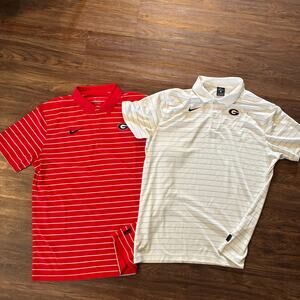Nike UGA Georgia Bulldogs Dri-FIT Polo Shirt Lot striped Red White Men’s L